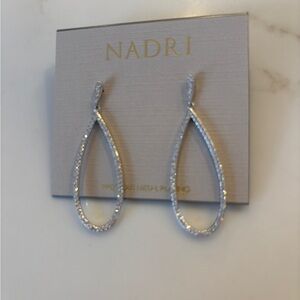 Nadri Silver Pave Crystal Teardrop Drop Earrings NWT